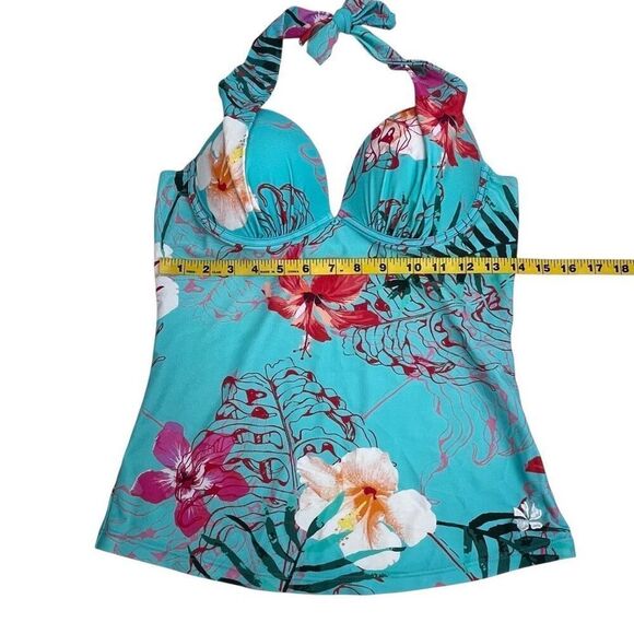 Hapari Womens SPF 50+ Halter Floral Backless Tankini Tank Top Multicolor Medium - Picture 8 of 14